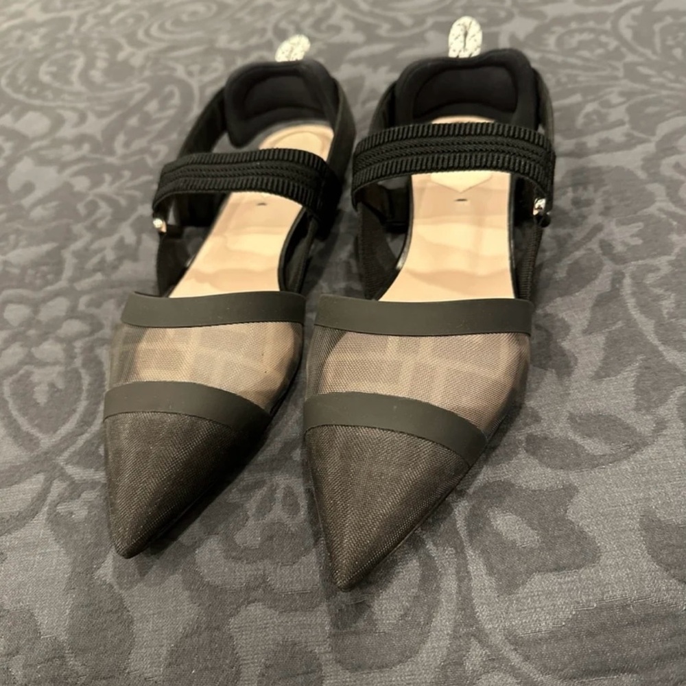 Fendi Black/Brown Zucca Mesh and Canvas Colibri Slingback Size 38 1/2 BNIB